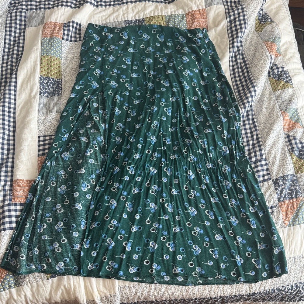 Urban Outfitters Teal Floral Midi Skirt